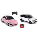 RASTAR Rc Beetle Volkswagen, 1:24 Scale Kids Remote Control Racing car, Pink Rc Toy Car for Kids Girls Toddlers & CMJ RC Cars TM Range Rover Sport Remote Control Car 1:24 scale with Working LED Lights