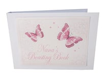 White Cotton Cards "pour bébé Inscription Nana's Boasting Book Motif Papillons Rose Design Tiny Valeur Album Photo, Blanc