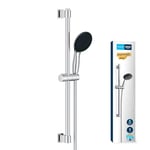 GROHE Vitalio Start 110 - Shower Set (Round 11cm Hand Shower 1 Spray: Rain, Anti-Limescale System, Shower Hose 1.75m, Rail 60cm, Water Saving), Easy to Fit with GROHE QuickGlue, Chrome, 27942001