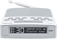 AZATOM Horizon DAB+ DAB Digital FM Radio, Dual Alarm Clock, Bluetooth 5.0, USB Moblie Charger, Mains & Battery Power, Headphone aux (White Pearl)