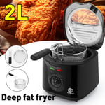 1300W Electric Deep Fat Fryer Safe Easy Clean Non-stick Chip Handle & Basket 2 L