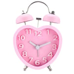Millya UK 3 Inch Alarm Clock Cute Twin Bell Loud Alarm Clock Battery Operated Non Ticking Heart Shape Alarm Clock(Pink)