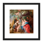 Rubens The Holy Family Under An Apple Tree Painting 8X8 Inch Square Wooden Framed Wall Art Print Picture with Mount