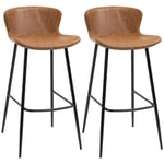 Bar Stools Set of 2 PU Leather Upholstered Kitchen Stools with Back