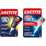 Loctite Super Glue-3 Power Gel Control, Colle instantanée surpuissante avec débit contrôlé, colle gel dans un flacon anti-choc 3 g & Super Glue-3 Précision, flacon 5 g