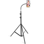 HAITENT Phone Floor Tripod Stand,7.2 Feet Retractable Adjustable Gooseneck Cell Phone Tall Tripod Stand for iPhone 12 Pro Max,iPhone 11 Pro Max,iPhone Xs Max, with Smart Phone Holder Clamp