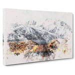 Road to the Mountains in California Watercolour Canvas Print for Living Room Bedroom Home Office Décor, Wall Art Picture Ready to Hang, 30 x 20 Inch (76 x 50 cm)