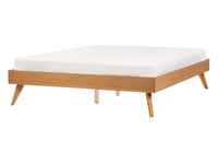 Säng Ljust trä MDF 140 x 200 cm med Lamellbotten Minimalistisk Dubbelsäng Skandinavisk Design Sovrum