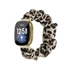 Chofit Straps Compatible with Fitbit Versa 3 Strap, Scrunchies Band Chiffon Satin Wristband Women Bracelet for Fitbit Sense/Versa 3 Smartwatch (Small, Leopard)