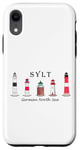 Coque pour iPhone XR Phares Île de Sylt, mer du Nord allemande, dessin à la main
