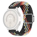 Samsung Galaxy Watch 20mm Armband Flätad Nylon Regnbåge Svart