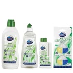 CARE + PROTECT ECO+ Dishwasher Eco-Friendly Bundle, Ultimate Four Pieces Set: Hypoallergenic Detergent in Gel, 650 ml, Extra Shine Rinse Aid, 500ml, Fragrance Deodorant, 3 in 1 Cleaning Liquid, 250ml