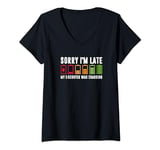 Womens Sorry I'm Late My E-Scooter Was Charging, Electric Scooter V-Neck T-Shirt