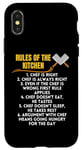 Coque pour iPhone X/XS Rules Of The Kitchen Funny Master Cook Restaurant Chef Blague