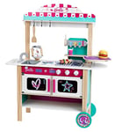 Theo Klein 7324 Barbie Restaurant Bistro, wood (MDF) I With barbecue, oven and refrigerator I incl. bistro accessories I Toy for children aged 3 and over