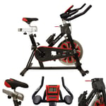 ELEV-8 Spin Excerise Bike Fitness Cardio Workout Weight Loss Machine BLACK/RED