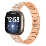 Tencloud Straps Compatible with Fitbit Versa 3 Strap, Rhinestone Crystal Metal Stainless Steel Replacement Bands Wristband Bracelet for Fitbit Sense/Versa3 Smartwatch (Rose Gold)