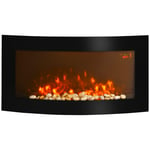 Led Backlit Glass Electric Wall Mounted Fireplace Fire Back Lights 1000/2000W