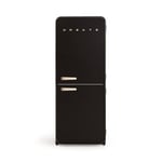 CREATE / RETRO FRIDGE COMBI 185 SAND/Réfrigérateur combiné noir avec poignée couleur sable et congélateur 401L / 190W, système No Frost, 3 étagères, 2 tiroirs, 70x65x185 cm