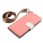 Scratch Resistant Genuine Leather Case Horizontal Flip Leather Case Receipt Signal Well With Card Slots and Lanyard for IPhone 11 (Color : Pink)