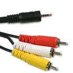 2.5mm 4 Pole Mini JACK to 3 x RCA Audio Video AV OUT to TV IN Camera 1.5m Cable