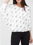 Hugo Boss Cilini Logo Cropped Top T Shirt Blouse Batwing - White UK Size 14