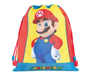 Super Mario - Sac à cordon officiel Super Mario, compact et polyvalent, dos en maille et poche fermée avec fermeture éclair, idéal pour salle de sport, école, voyage, porte-goûter, idée cadeau