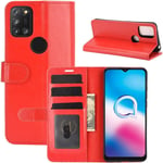Coque Compatible Avec Alcatel 3x 2020 Étui Housse En Cuir Premium Flip Case Portefeuille De Protection Magnetique Etui Cover Rouge