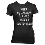 Keep Calm And Merry Christmas Girly T-Shirt, T-Shirt