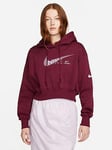 Nike NSW Swoosh Fleece Hoodie - Dark Red, Dark Red, Size 2Xl, Women