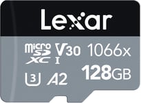 Lexar Professional 1066x 128GB Micro SD Card, microSDXC UHS-I Card w/ SD Adapte
