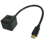 HDMI til 2x splitter adapter kabel - Guld connectors Fuld HD