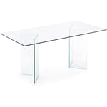 KAVE HOME Table de salle à manger Burano rectangulaire 180 x 90 cm en verre trempé avec pieds - Transparent Kave Home