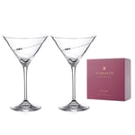 DIAMANTE Swarovski Martini Prosecco Cocktail Glasses Pair - 'Silhouette' Hand Cut Design Embellished with Swarovski Crystals - Updated Shape
