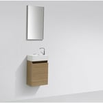 Meuble lave-main salle de bain design siena largeur 40 cm chêne clair texturé - Marron