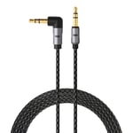 WE Câble Auxiliaire Audio Jack/Jack 3,5mm Mâle Mâle Nylon coudé 90 degrés tressé 1m50 - très résistant Fiches Or - Compatible avec les casques Beats, iPhone iPad iPod Casque HiFi Autoradio Smartphone Tablette MP3 - Noir et Gris