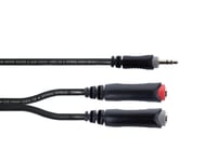 Cordial 14892 Jack Audio Y-Adapter [1X Jack 3,5 Mm - 2X Jack Hona 6,3 Mm (Mono)] 0,30 M Svart Pvc-Mantel, Tvillingkabel