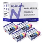 TONERMEDIA - x20 cartouches Canon PGI-520 CLI-521 compatibles (4 Noir XL, 4 Noir, 4 Cyan, 4 Magenta, 4 Jaune)