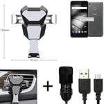 Car holder air vent mount for Gigaset GS270 + CHARGER Smartphone