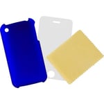 iPhone 3G/3Gs-kit med plastskal, skärmskydd och putsduk, matt blå