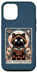 Coque pour iPhone 15 Pro The Nekomancer Carte de tarot humoristique avec chat nécromancien