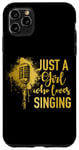 Coque pour iPhone 11 Pro Max Singer Microphone vintage Motif fleurs chantantes Opéra