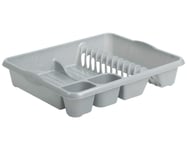Plastic Wham Large Dish Drainer Plate Rack and Cutlery Holder Storage Tray (Silver/Grey)