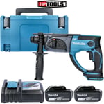 Makita DHR202Z 18V SDS+ Hammer Drill + 2 x 5Ah Batteries, Charger, Case & Inlay