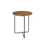 Grythyttan Stålmöbler - Bord 6B Ø60cm svart stativ obehandlad teak - Småbord och sidobord utomhus