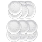 Auntie Morags Epicurean White Terrazzo Outdoor/Camping/BBQ - Plastic/Melamine Dinner & Side Plates, Set for 6