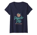 Womens Beverly Hills 90210 Peach Pit Logo V-Neck T-Shirt