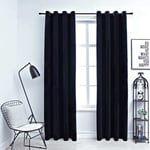 vidaXL Blackout Curtains with Rings 2 pcs Velvet Black 140x245 cm Room Curtain