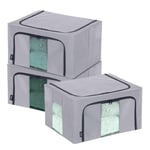 Fabric Storage Boxes with Zipper & Clear Viewing Window - XL, Set of 3