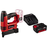 Einhell Power X-Change Cordless Nail Gun with Battery and Charger -18V, 2-in-1 Brad Nailer & Stapler, 20 Shots Per Minute, Includes 300 Nails and 300 Staples - TE-CN 18 Li Nail Gun Cordless Set